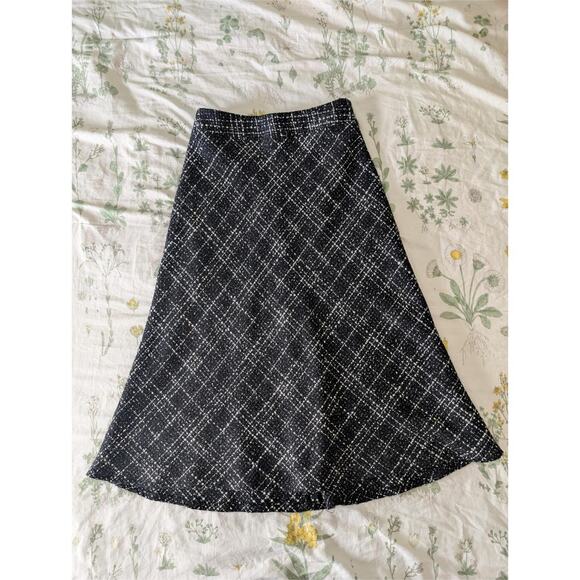 White + Warren Wool Blend/Tweed A Line Midi Skirt - Picture 1 of 4